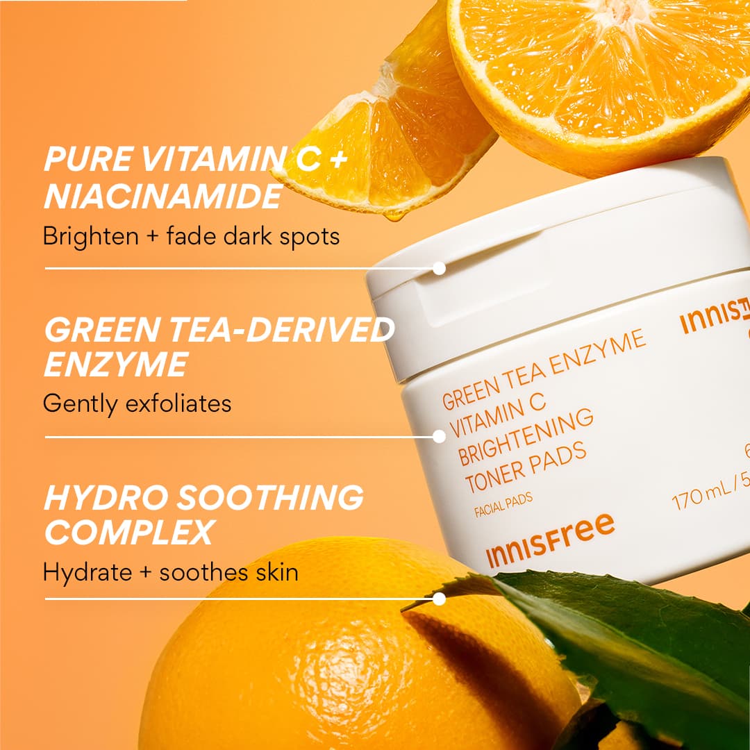 Green Tea Enzyme Vitamin C Brightening Toner Pads