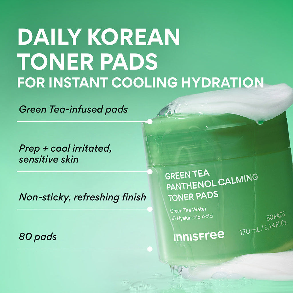Green Tea Panthenol Calming Toner Pads